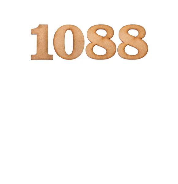 Number 1088 Piece Wood Isolated White Background — 스톡 사진