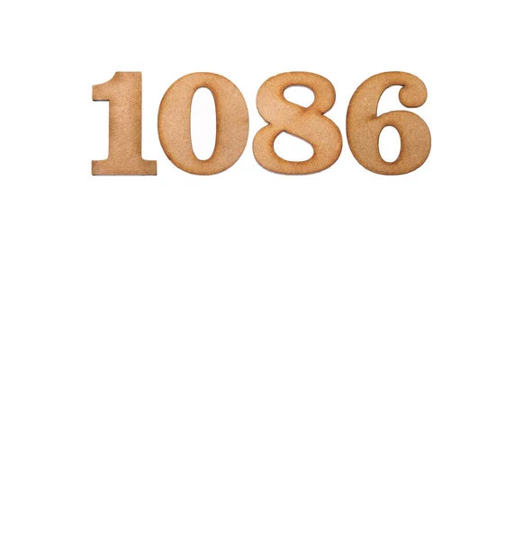 Number 1086 Piece Wood Isolated White Background — 스톡 사진