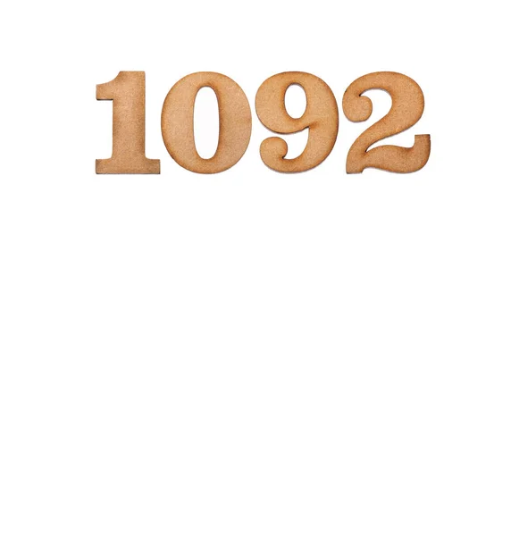 Number 1092 Piece Wood Isolated White Background — 스톡 사진