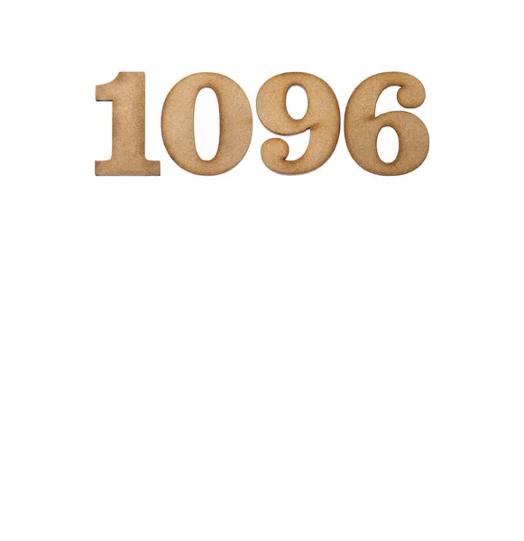 Nummer 1096 Stuk Hout Geïsoleerd Witte Achtergrond — Stockfoto