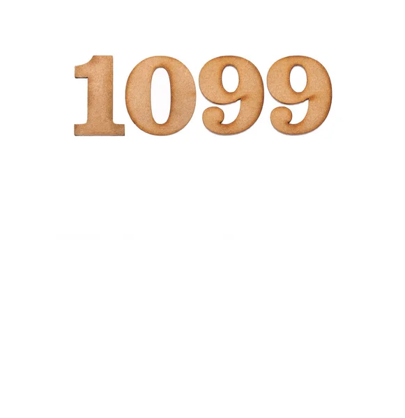 Number 1099 Wood Isolated White Background — 스톡 사진