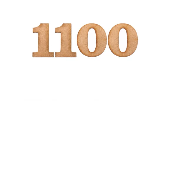 Nummer 1100 Träbit Isolerad Vit Bakgrund — Stockfoto