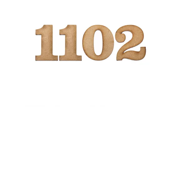 Number 1102 Piece Wood Isolated White Background — 스톡 사진