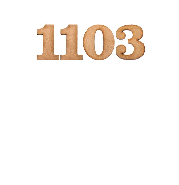 Nummer 1103 Hout Geïsoleerd Witte Achtergrond — Stockfoto