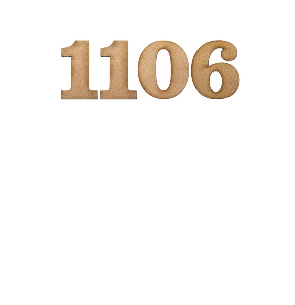Nomor 1106 Potongan Kayu Yang Diisolasi Pada Latar Belakang Putih — Stok Foto