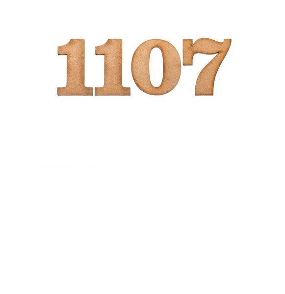 Numéro 1107 Bois Isolé Sur Fond Blanc — Photo