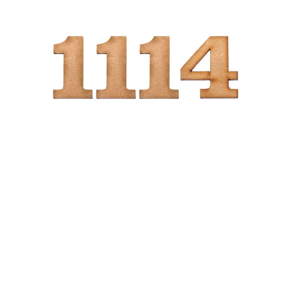 Nummer 1114 Stuk Hout Geïsoleerd Witte Achtergrond — Stockfoto