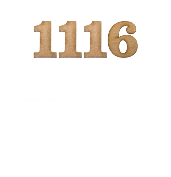 Numero 1116 Pezzo Legno Isolato Fondo Bianco — Foto Stock