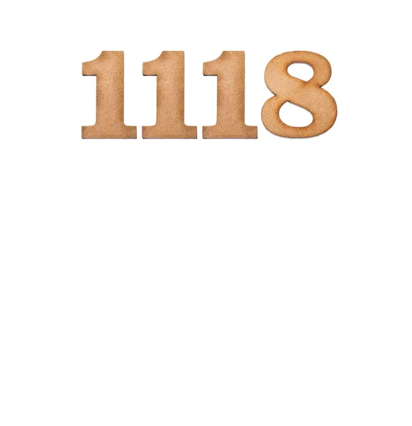 Número 1118 Pedaço Madeira Isolado Sobre Fundo Branco — Fotografia de Stock