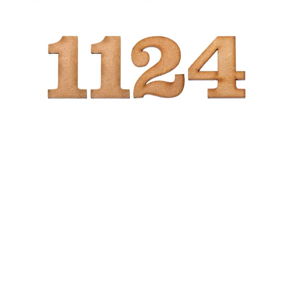 1124 Numara Beyaz Arkaplanda Izole Edilmiş Bir Tahta Parçası — Stok fotoğraf