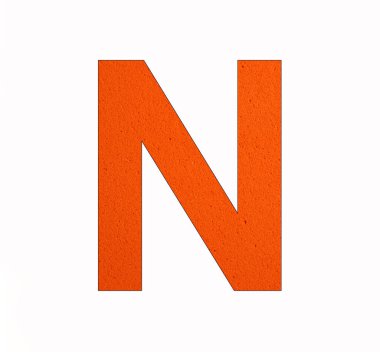 Büyük harf N, Eva kauçuk arka plan.