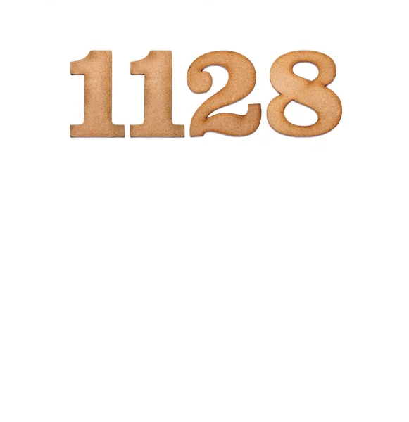 Number 1128 Piece Wood Isolated White Background — Stok fotoğraf