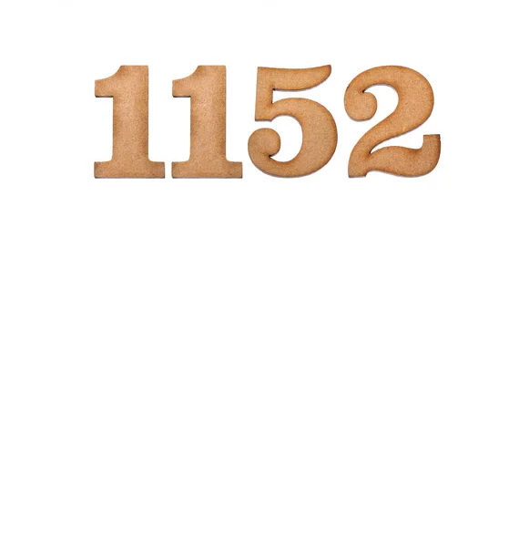 Number 1152 Piece Wood Isolated White Background — Stock Photo, Image