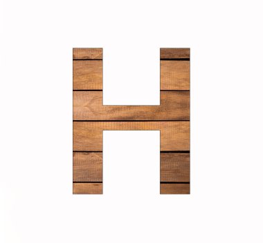Capital letter H - Rustic wooden boards with grooves