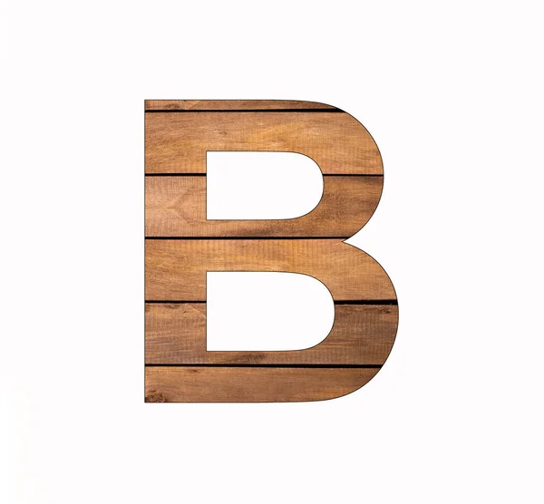 大文字B 溝付きの素朴な木の板 — ストック写真