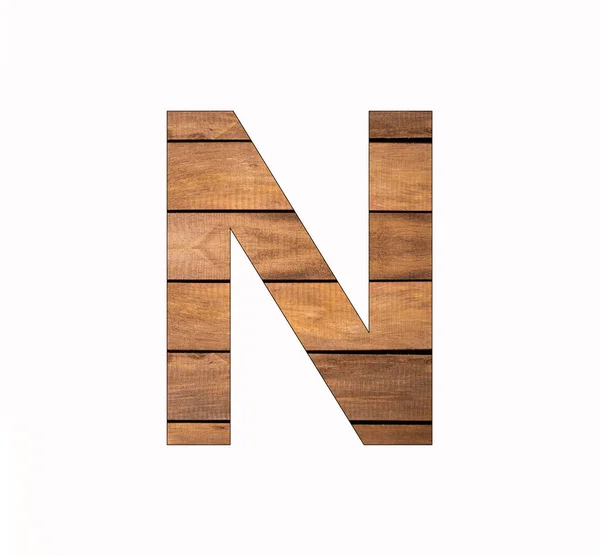 大文字N 溝付きの素朴な木の板 — ストック写真