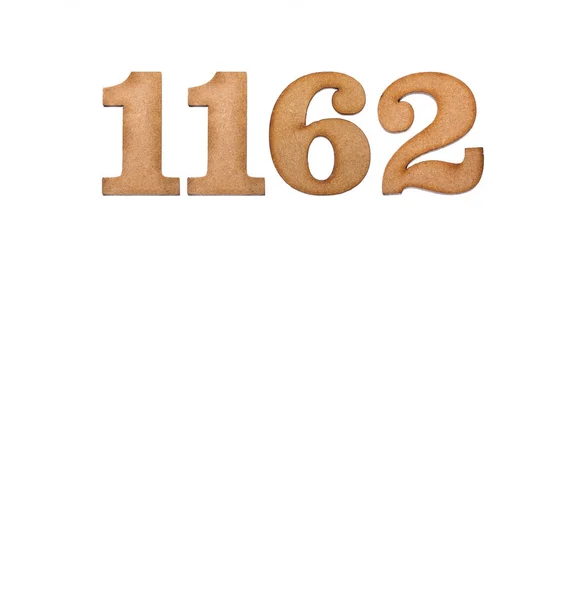 Number 1162 Piece Wood Isolated White Background — Stock Photo, Image