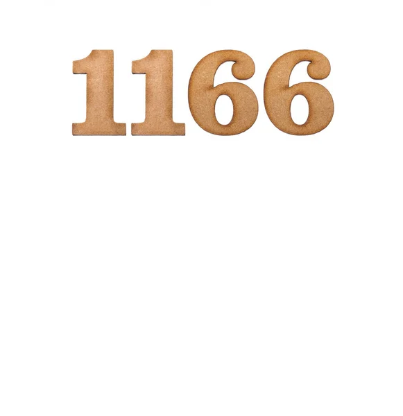 Number 1166 Piece Wood Isolated White Background — Stock fotografie