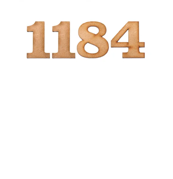 Αριθμός 1184 Κομμάτι Ξύλου Που Απομονώνεται Λευκό Φόντο — Φωτογραφία Αρχείου