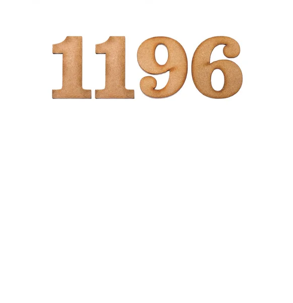 Number 1196 Piece Wood Isolated White Background — Stock Photo, Image