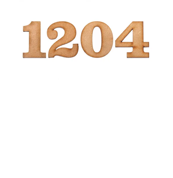 1204 Numara Beyaz Arkaplanda Izole Edilmiş Bir Tahta Parçası — Stok fotoğraf