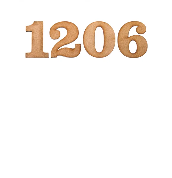 Number 1206 Piece Wood Isolated White Background — 스톡 사진
