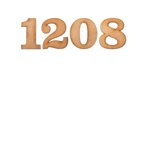 Number 1208 Piece Wood Isolated White Background — 스톡 사진