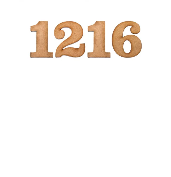 1216 Numara Beyaz Arkaplanda Izole Edilmiş Bir Tahta Parçası — Stok fotoğraf