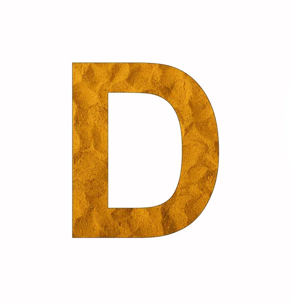 アルファベット文字D ウコン粉体の背景 — ストック写真