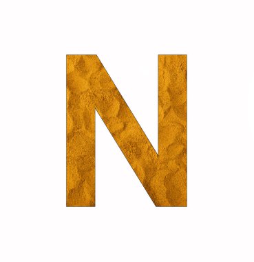 Alfabe harfi N - zerdeçal tozu arkaplanı