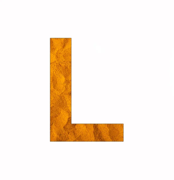 Alphabet Letter Turmeric Powder Background — Fotografia de Stock