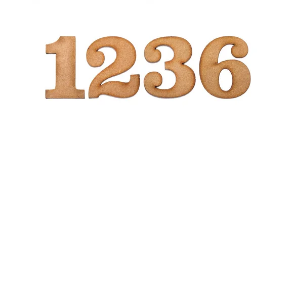 Number 1236 Piece Wood Isolated White Background — Stock Photo, Image