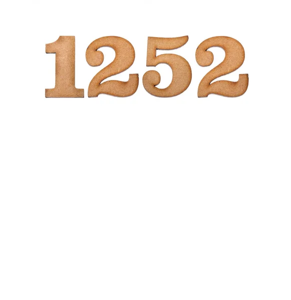 Number 1252 Piece Wood Isolated White Background — Zdjęcie stockowe