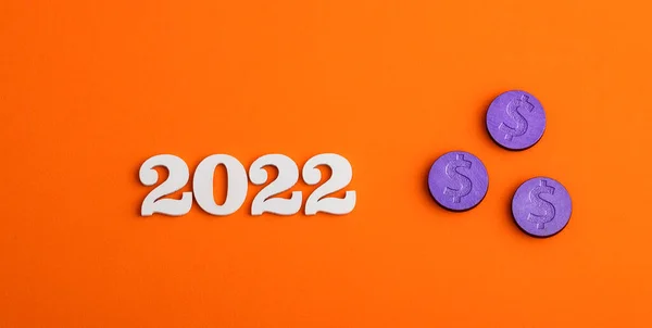 Año 2022 Con Monedas Concepto Ahorro Inversión — Foto de Stock