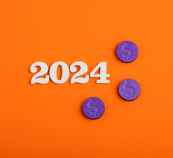 Jaar 2024 Met Geld Bedrijfs Geldbesparingsconcept — Stockfoto