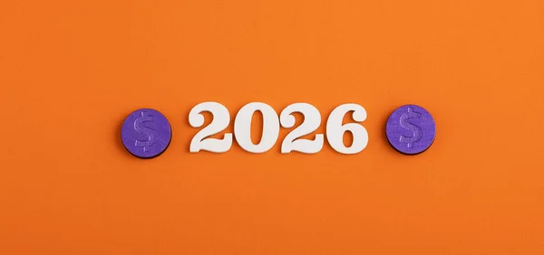 Concepto Ahorro Inversión Año 2026 Con Monedas — Foto de Stock