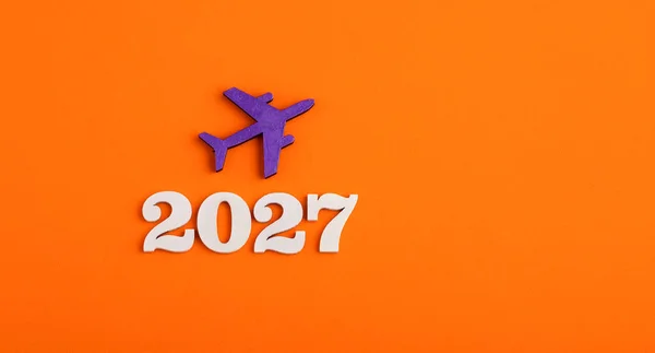 Conceptos Viaje Avión Para Vacaciones Trabajo Año 2027 — Foto de Stock