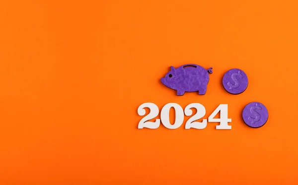 Varkensbank Munten Jaar 2024 Sparen Beleggen — Stockfoto