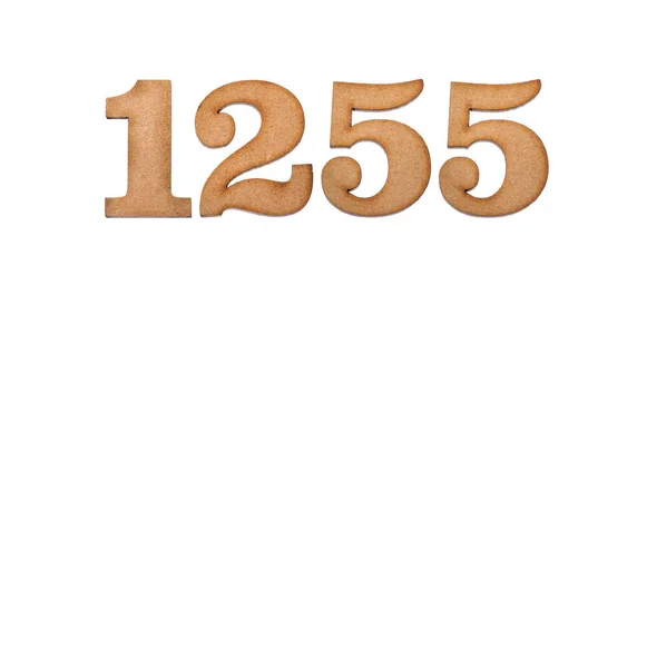 Number 1255 Wood Isolated White Background — Stock Photo, Image