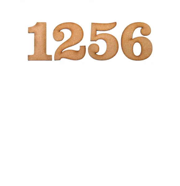 Number 1256 Piece Wood Isolated White Background — Stock Photo, Image