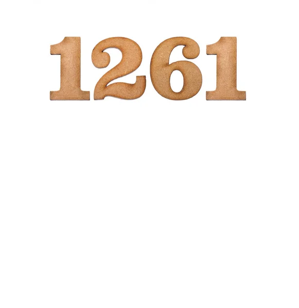 Numer 1261 Drewnie Izolowany Białym Tle — Zdjęcie stockowe