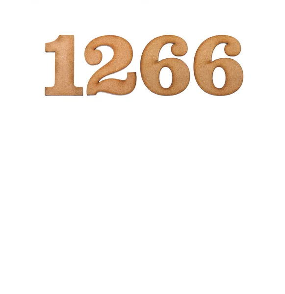 Number 1266 Piece Wood Isolated White Background — Stock Photo, Image