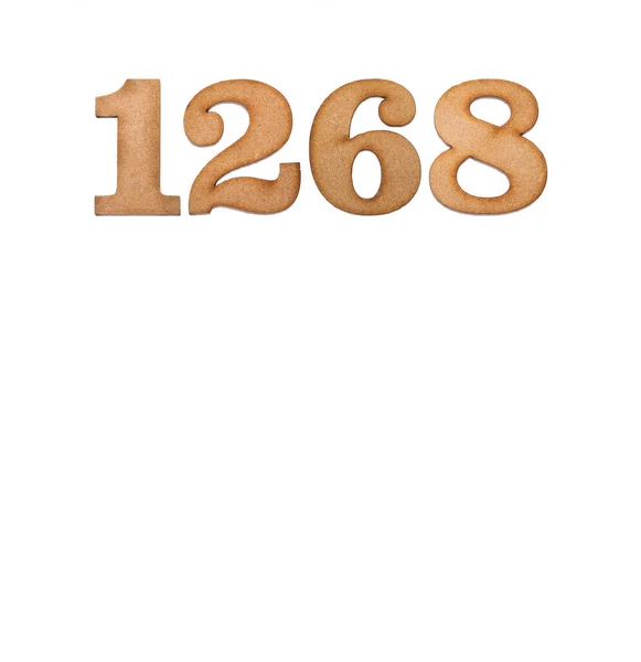 Номер 1268 Древесина Изолирована Белом Фоне — стоковое фото