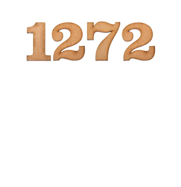 Nummer 1272 Stuk Hout Geïsoleerd Witte Achtergrond — Stockfoto