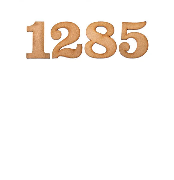 Numer 1285 Drewnie Izolowany Białym Tle — Zdjęcie stockowe