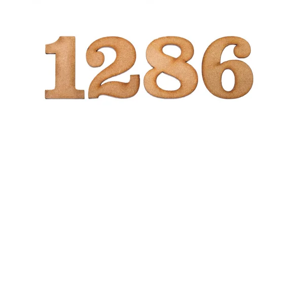 Numer 1286 Kawałek Drewna Izolowany Białym Tle — Zdjęcie stockowe