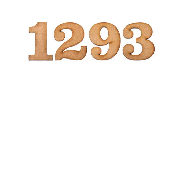 Numer 1293 Drewnie Izolowany Białym Tle — Zdjęcie stockowe