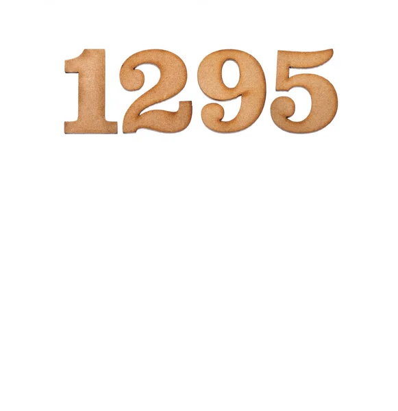 Numer 1295 Drewnie Izolowany Białym Tle — Zdjęcie stockowe