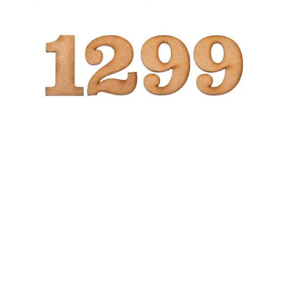 Número 1299 Madera Aislado Sobre Fondo Blanco — Foto de Stock