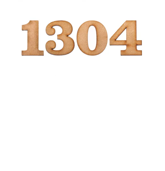 Numer 1304 Kawałek Drewna Izolowany Białym Tle — Zdjęcie stockowe